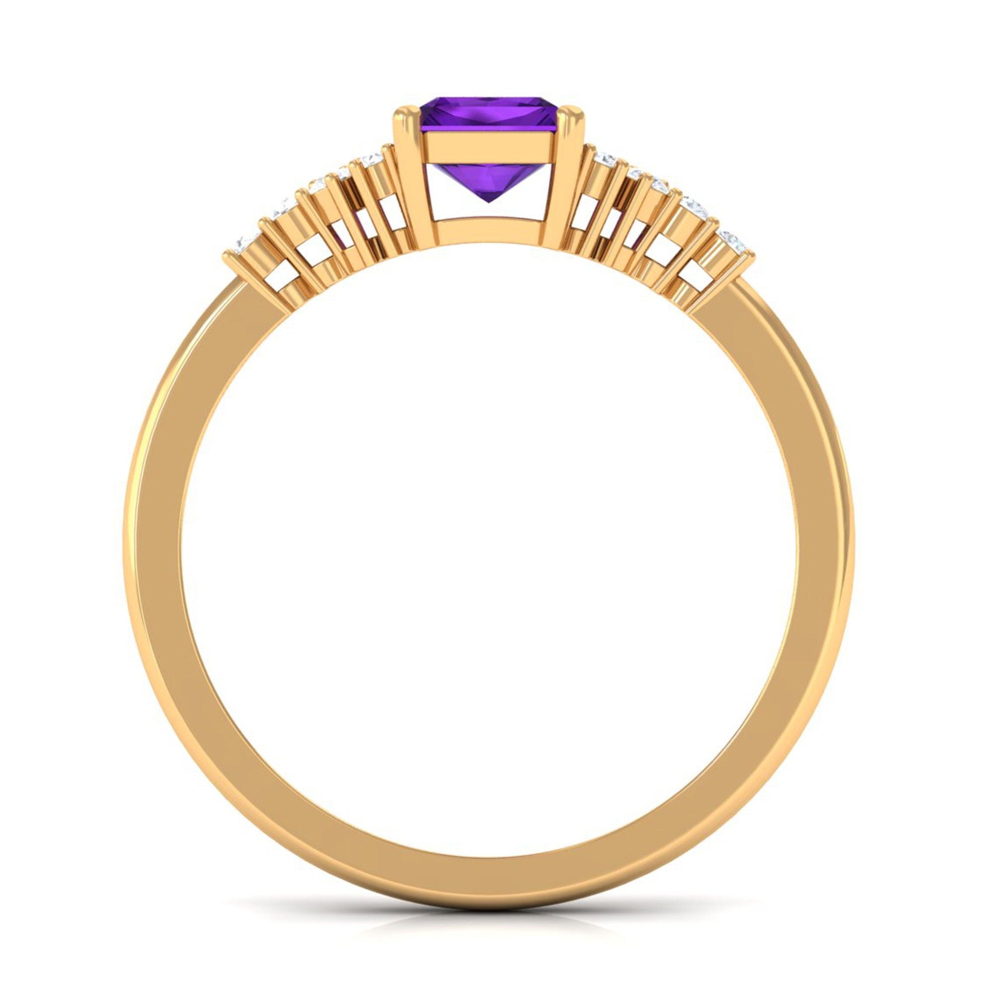 Natural 1.4 Carat Amethyst Emerald Cut Engagement Ring
