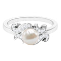 Designer 3 Carat Freshwater Pearl Engagement Ring with Diamond
