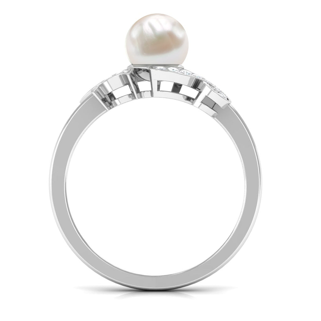 Designer 3 Carat Freshwater Pearl Engagement Ring with Diamond
