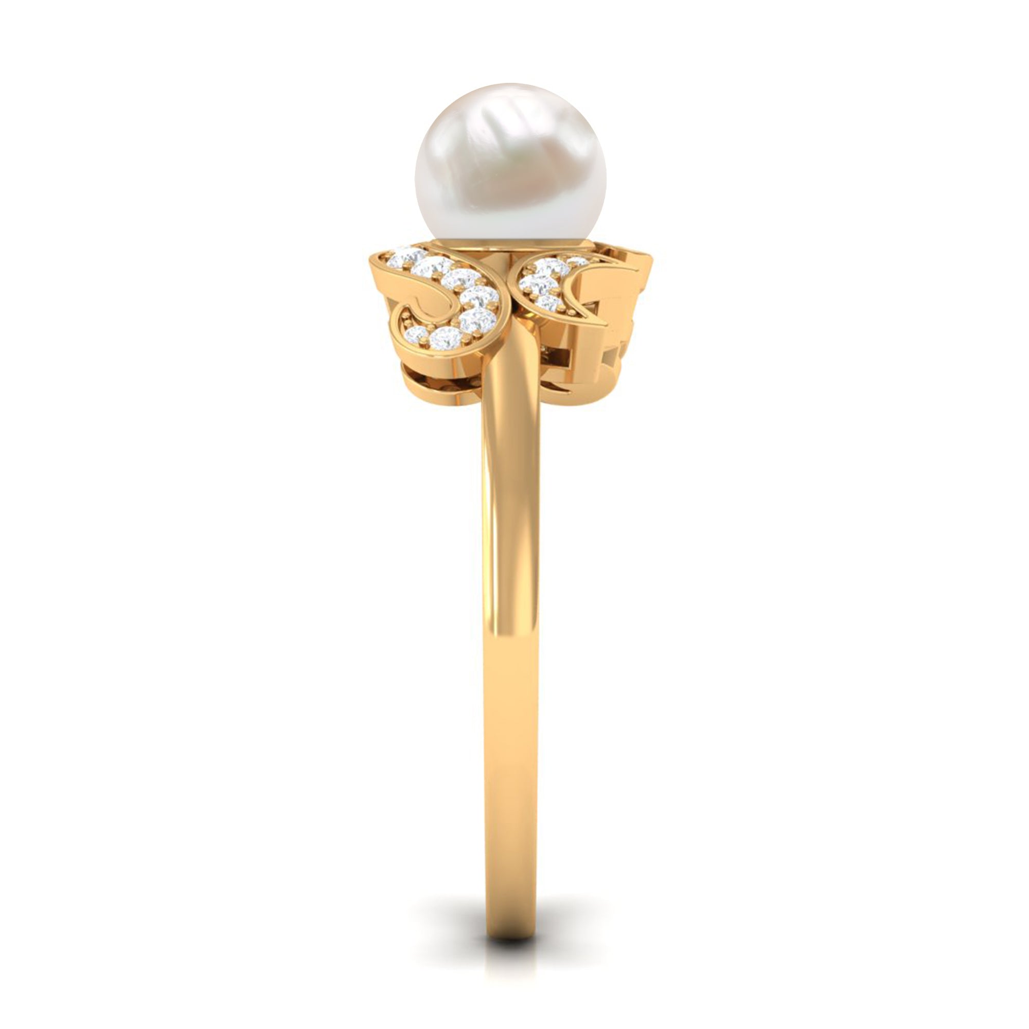 Designer 3 Carat Freshwater Pearl Engagement Ring with Diamond