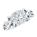 Vintage Style Cushion Moissanite Solitaire Ring in Bezel Setting