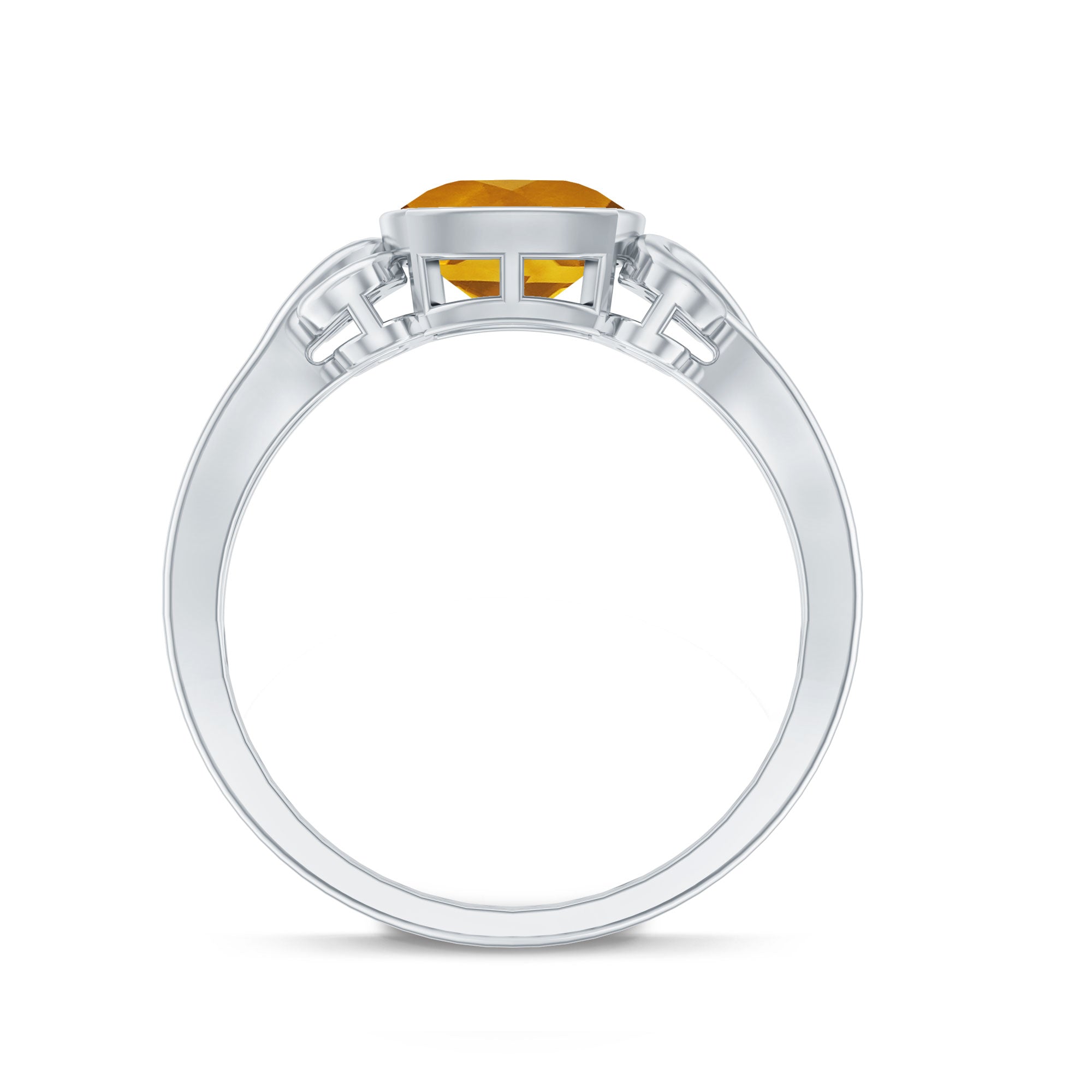 Vintage Inspired Citrine Engagement Ring in Bezel Setting