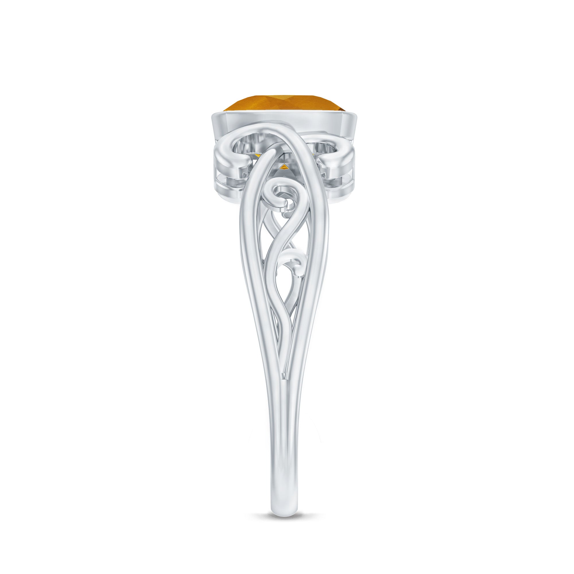 Vintage Inspired Citrine Engagement Ring in Bezel Setting