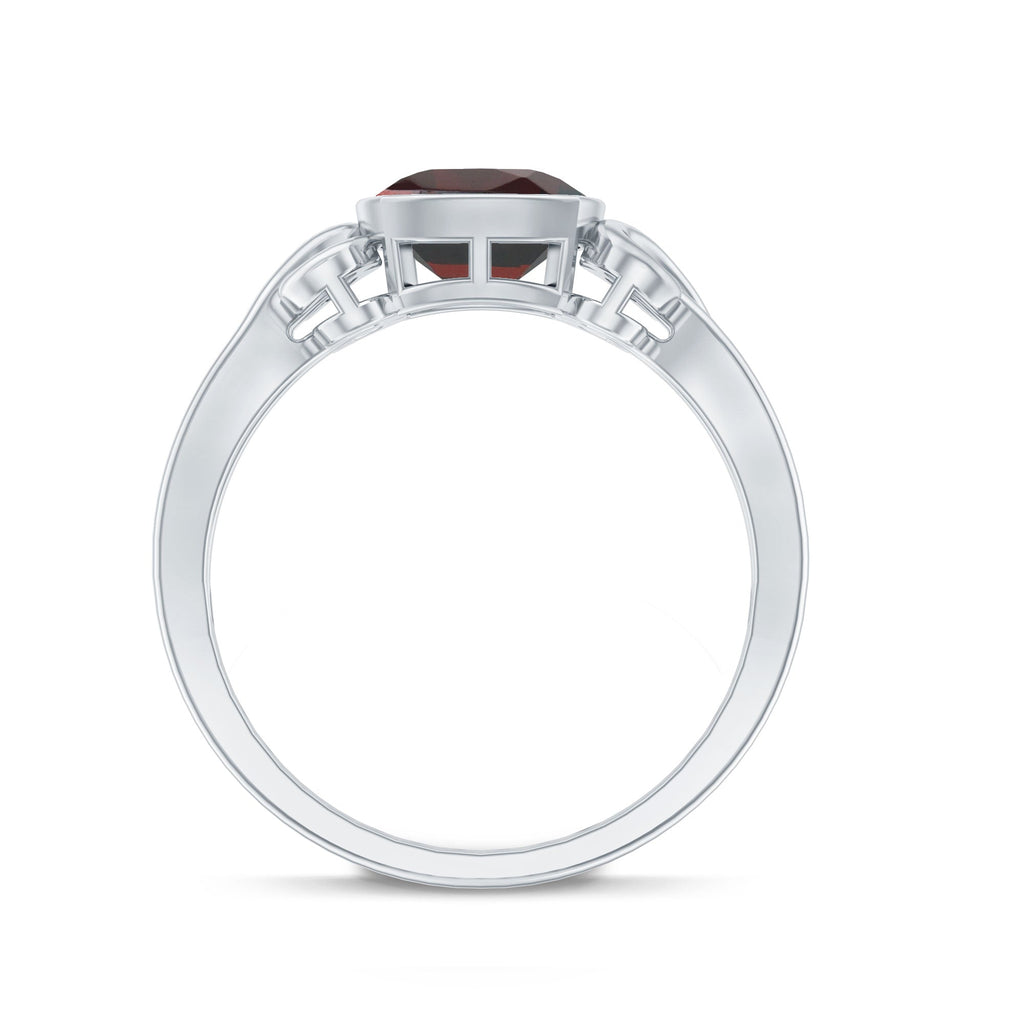 Vintage Looking Garnet Cushion Cut Engagement Ring