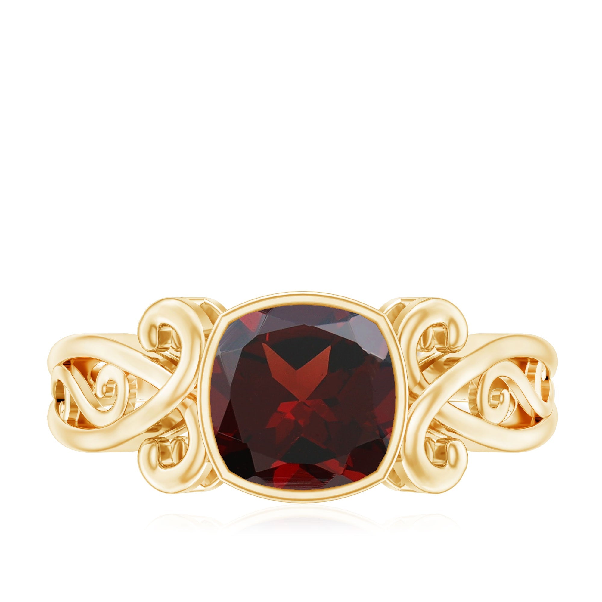 Vintage Looking Garnet Cushion Cut Engagement Ring