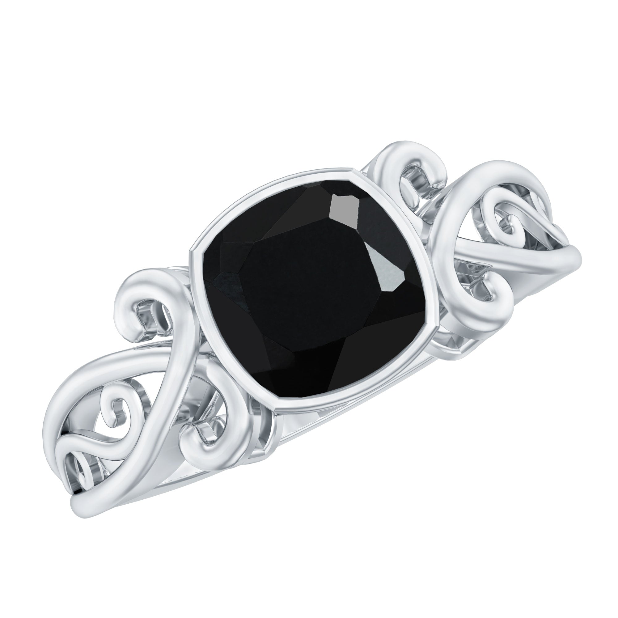 2 Carat Cushion Cut Black Onyx Vintage Engagement Ring For Women