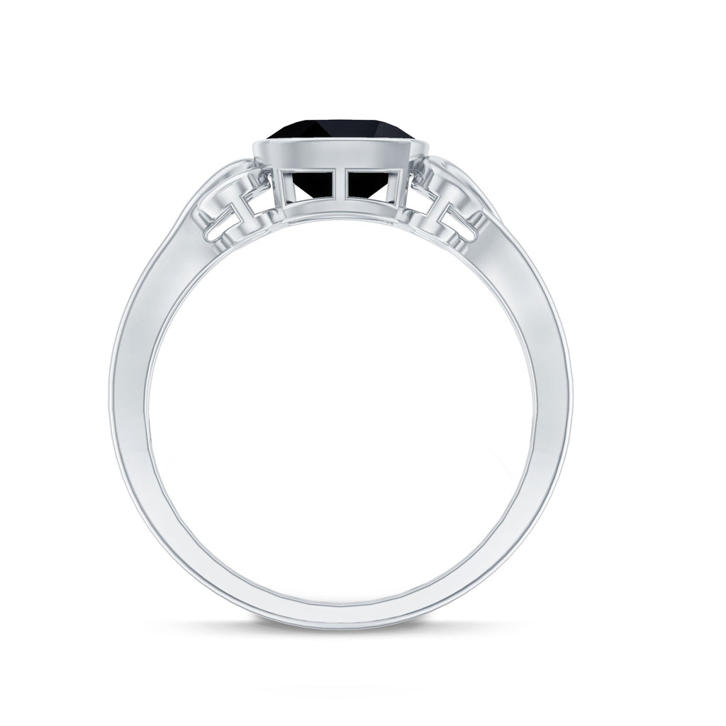2 Carat Cushion Cut Black Onyx Vintage Engagement Ring For Women