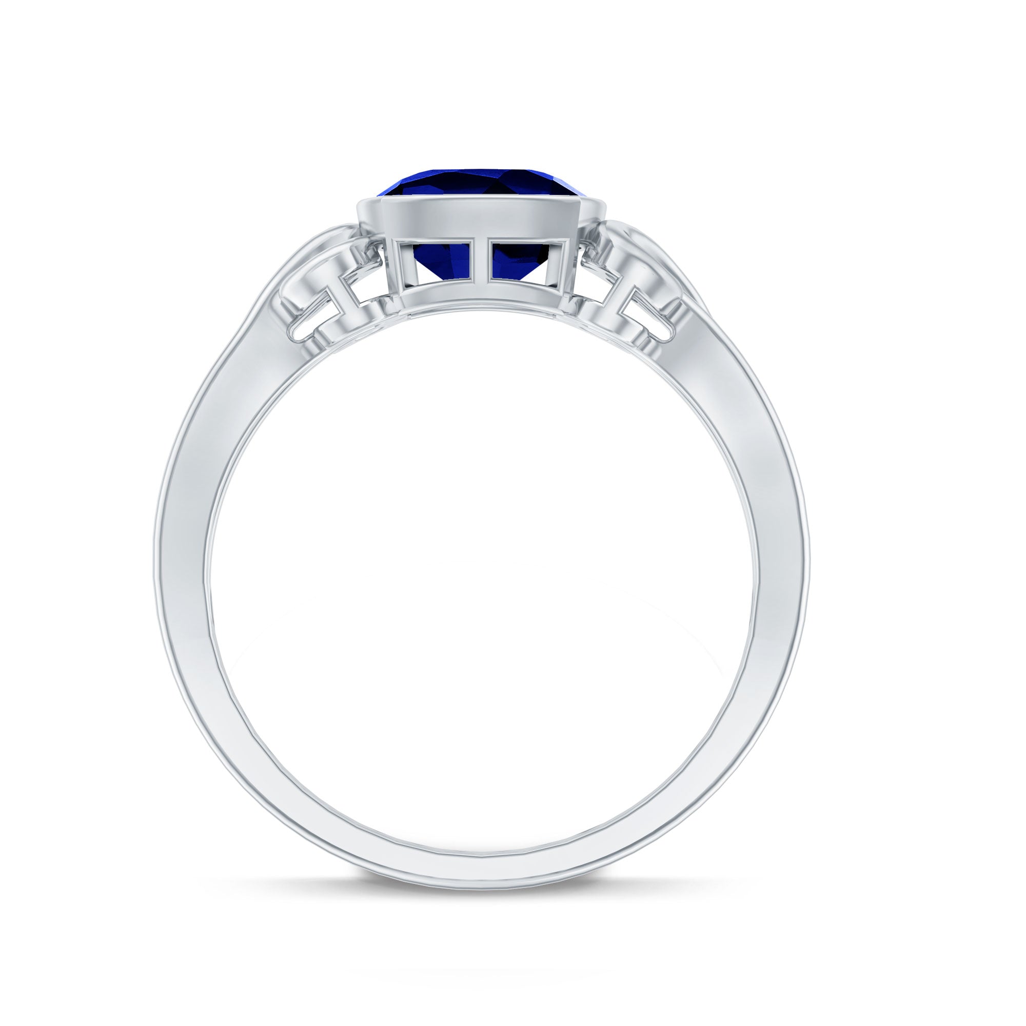 Vintage Style 2.75 Carat Cushion Cut Lab Grown Blue Sapphire Engagement Ring