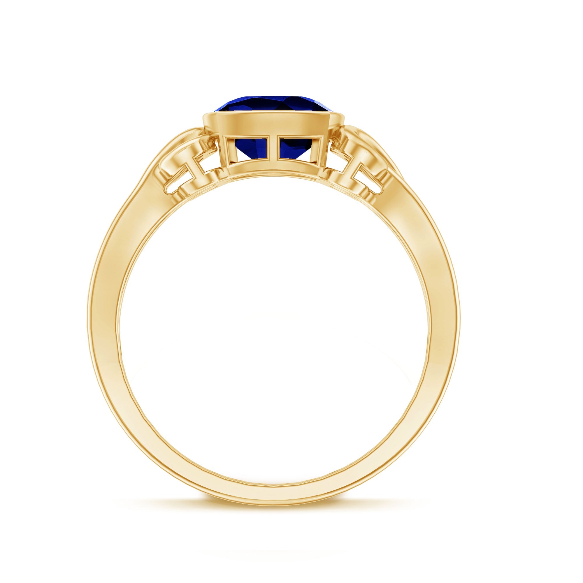 Vintage Style 2.75 Carat Cushion Cut Lab Grown Blue Sapphire Engagement Ring