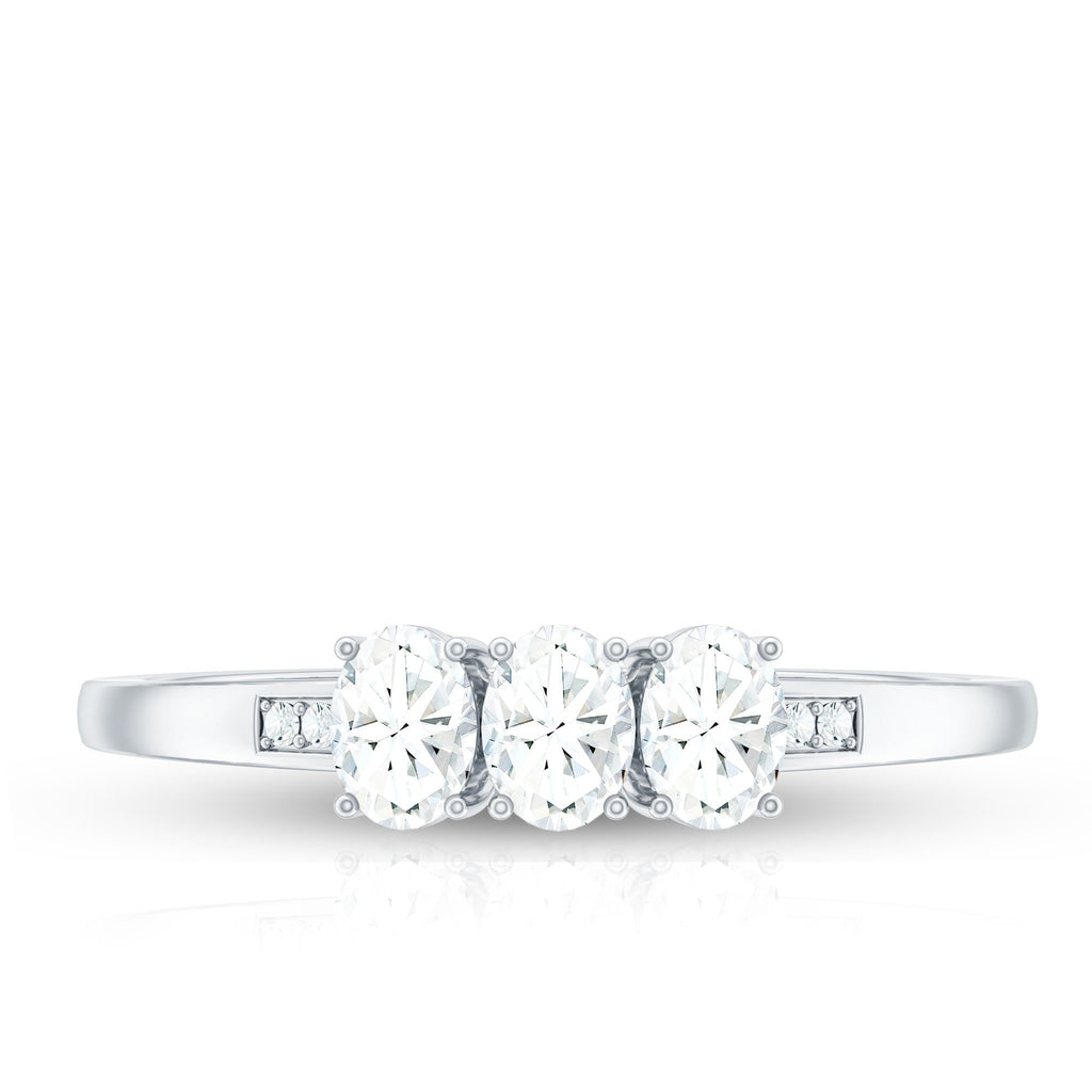 Oval Shaped Moissanite Three Stone Ring for Women