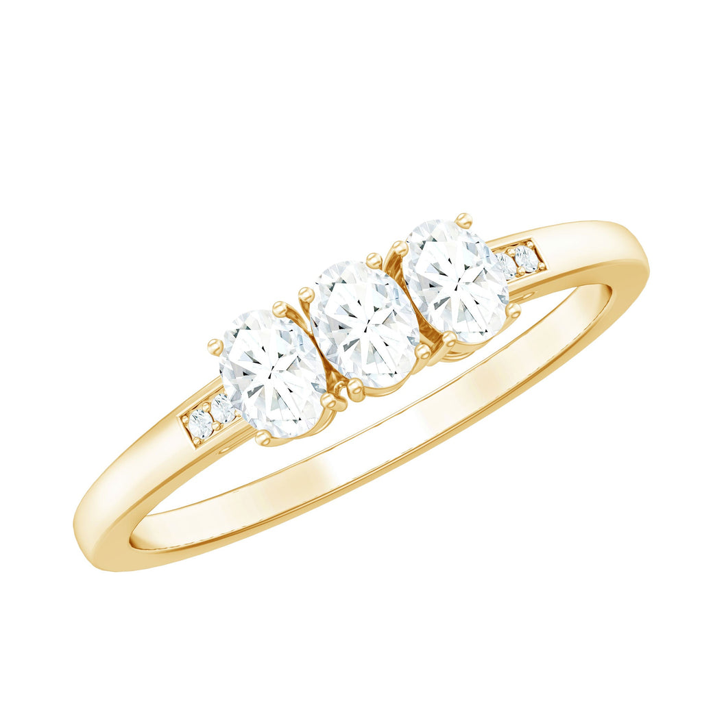 Oval Shaped Moissanite Three Stone Ring for Women