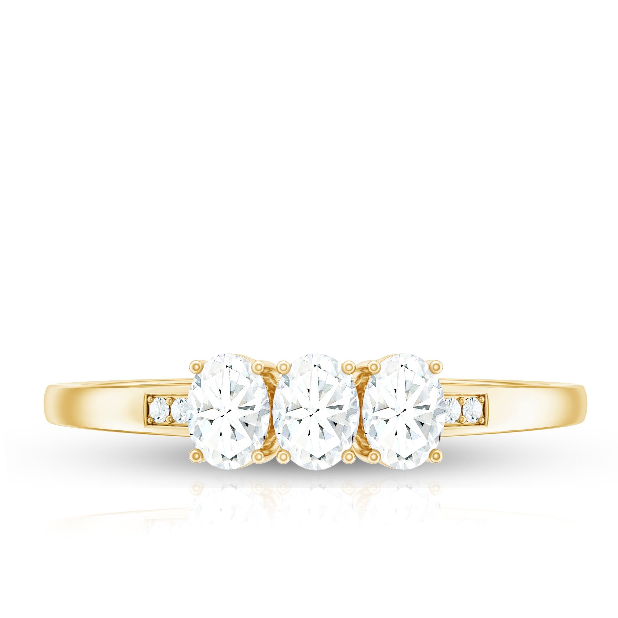 Oval Shaped Moissanite Three Stone Ring for Women