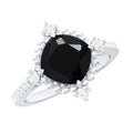 2 Carat Vintage Style Black Spinel Engagement Ring with Diamonds