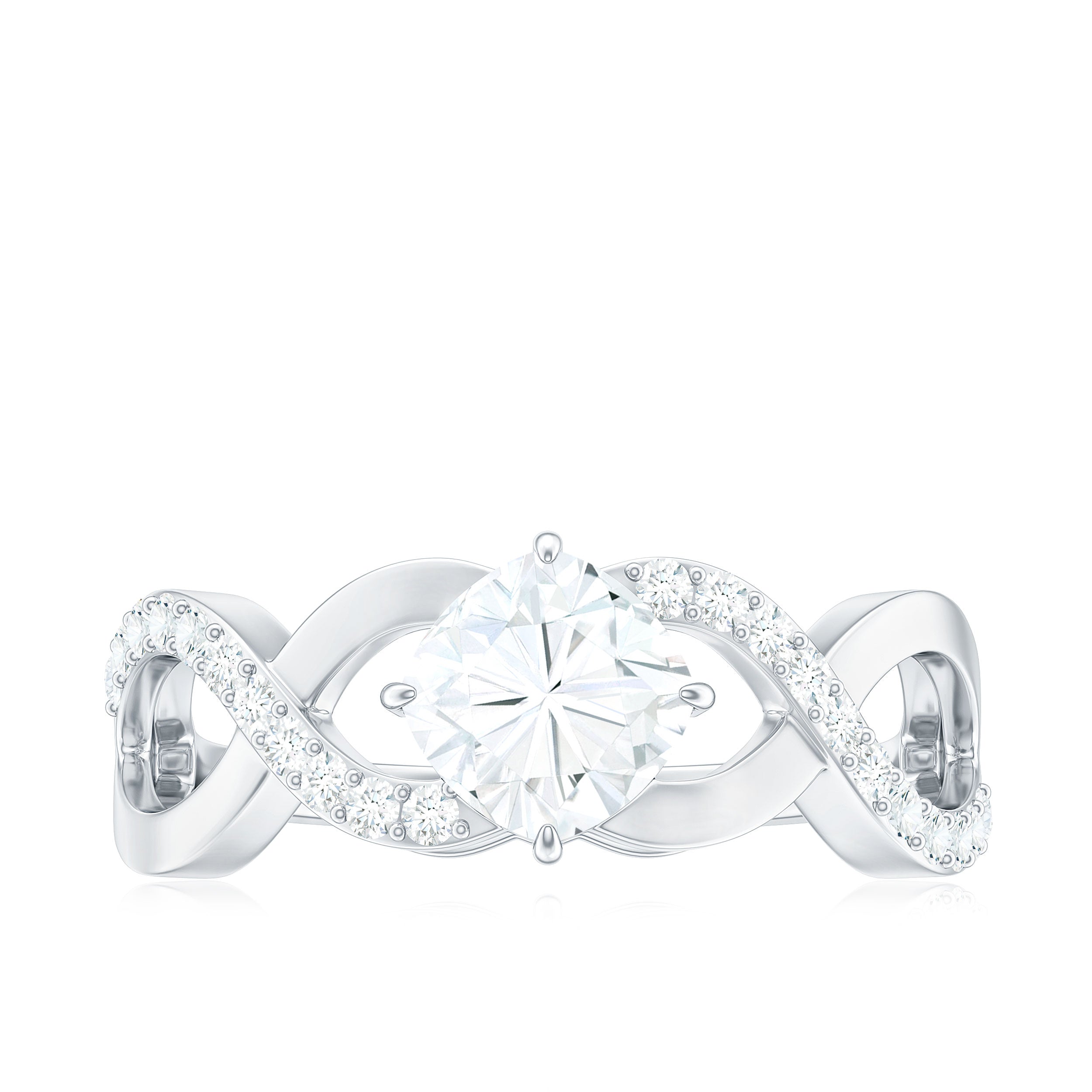 Cushion Cut Moissanite Infinity Band Engagement Ring
