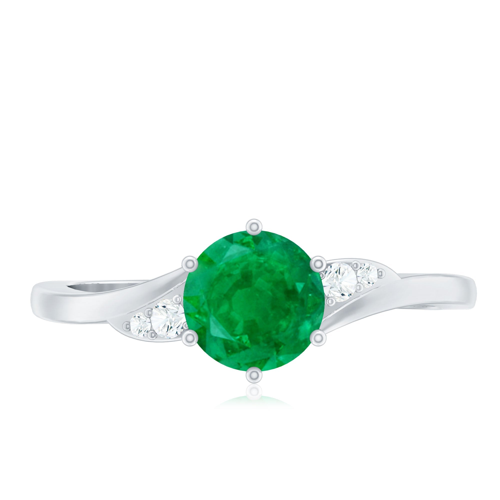 Certified Natural Emerald Promise Ring with Diamond