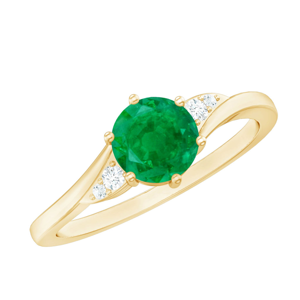 Certified Natural Emerald Promise Ring with Diamond