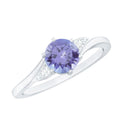 Natural Tanzanite Promise Ring with Diamond Bypass Shank