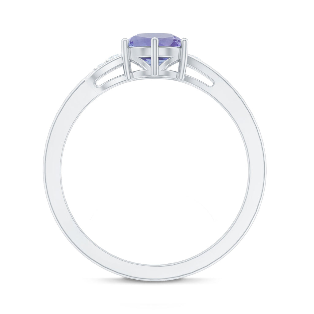 Natural Tanzanite Promise Ring with Diamond Bypass Shank