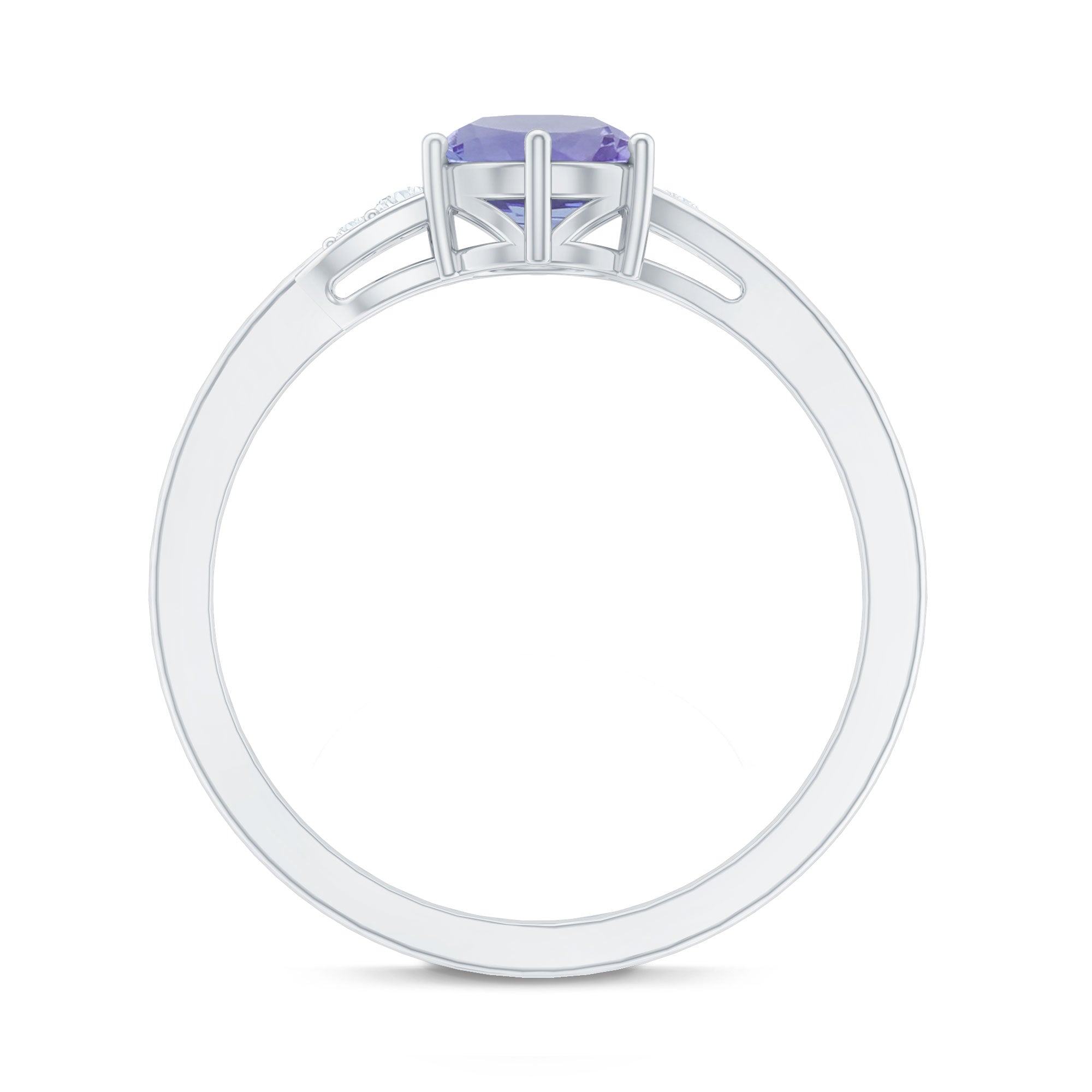 Natural Tanzanite Promise Ring with Diamond Bypass Shank