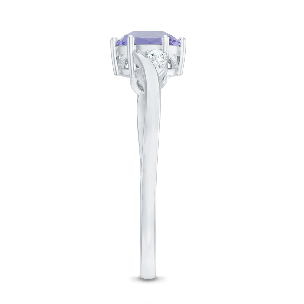 Natural Tanzanite Promise Ring with Diamond Bypass Shank