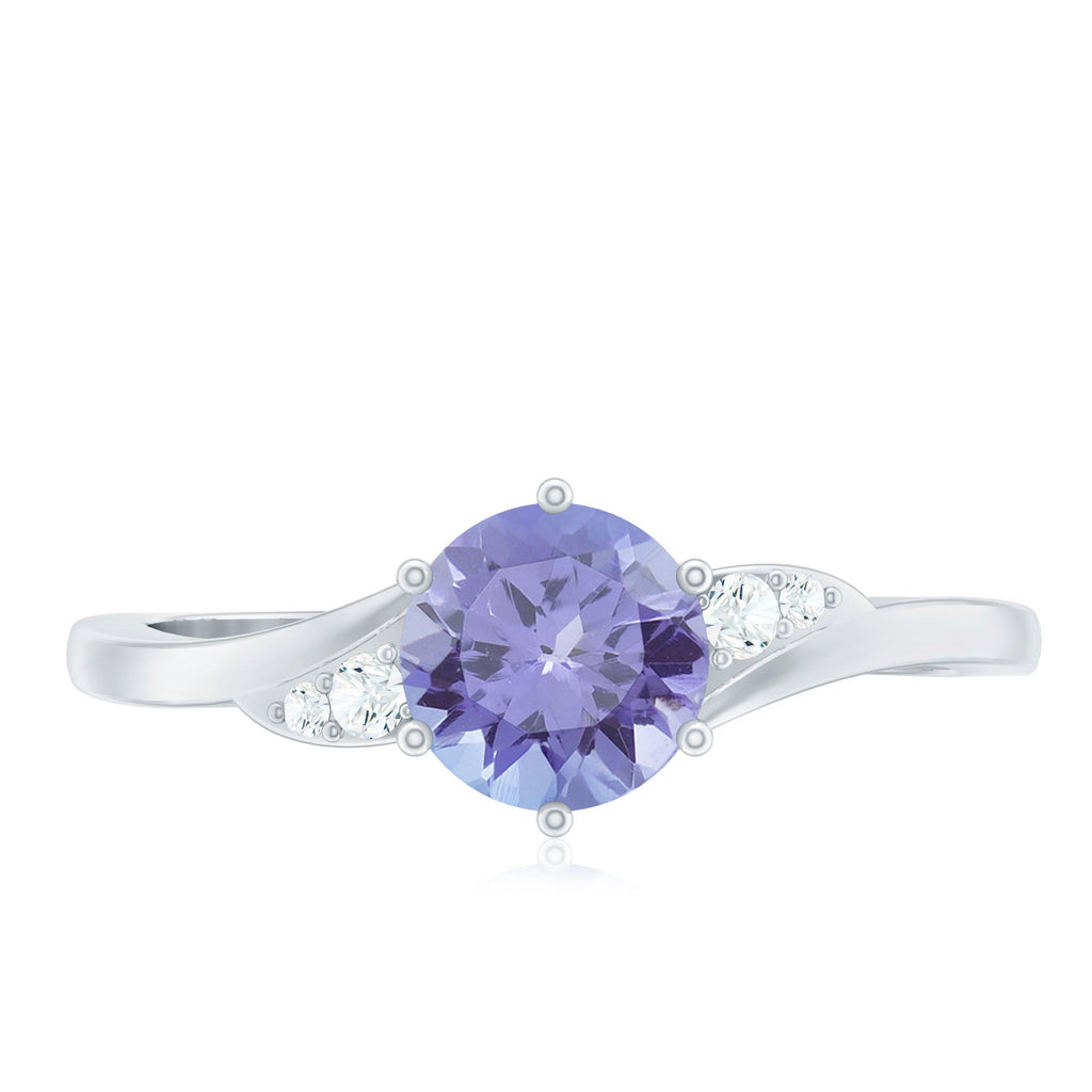 Natural Tanzanite Promise Ring with Diamond Bypass Shank