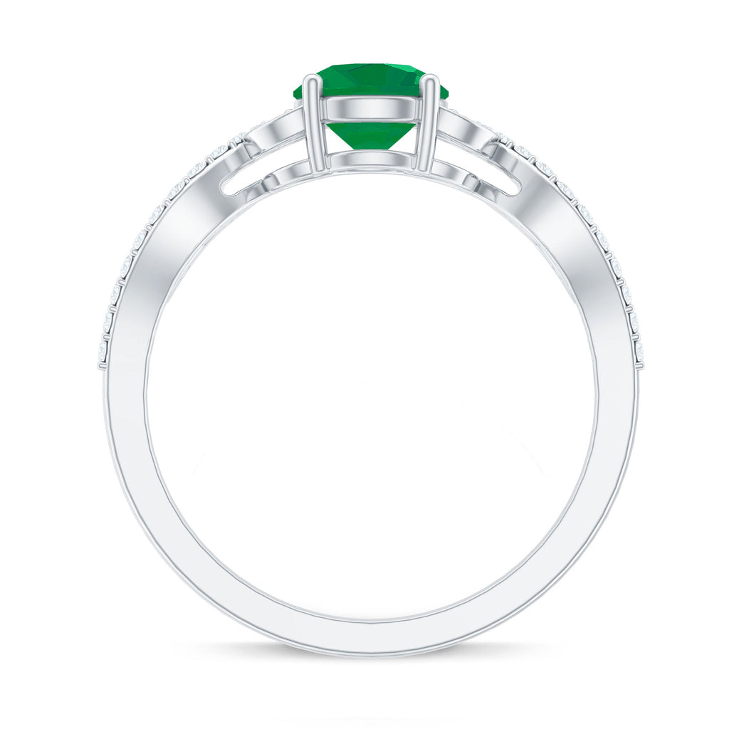 Nature Inspired Emerald Engagement Ring with Natural Diamond