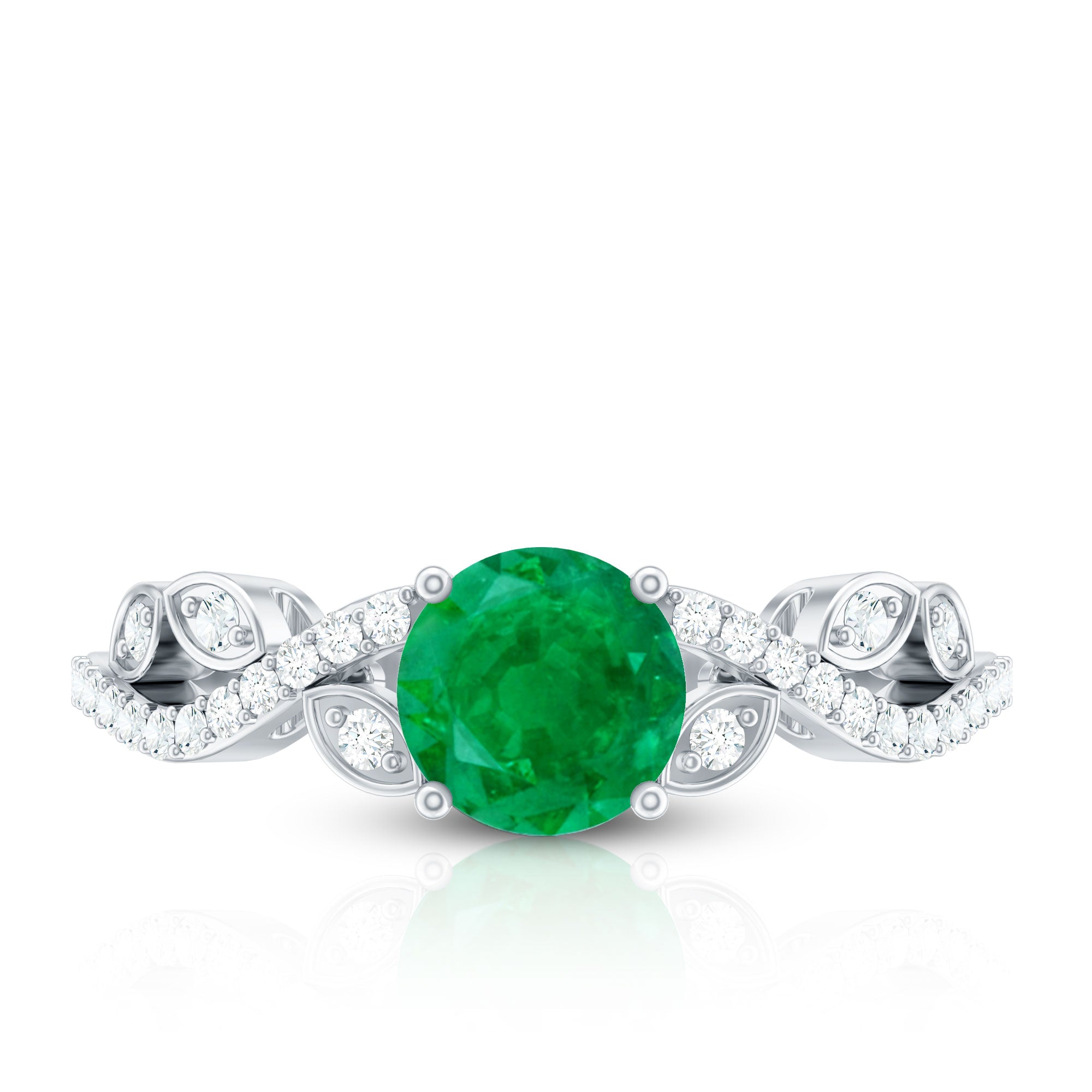 Nature Inspired Emerald Engagement Ring with Natural Diamond