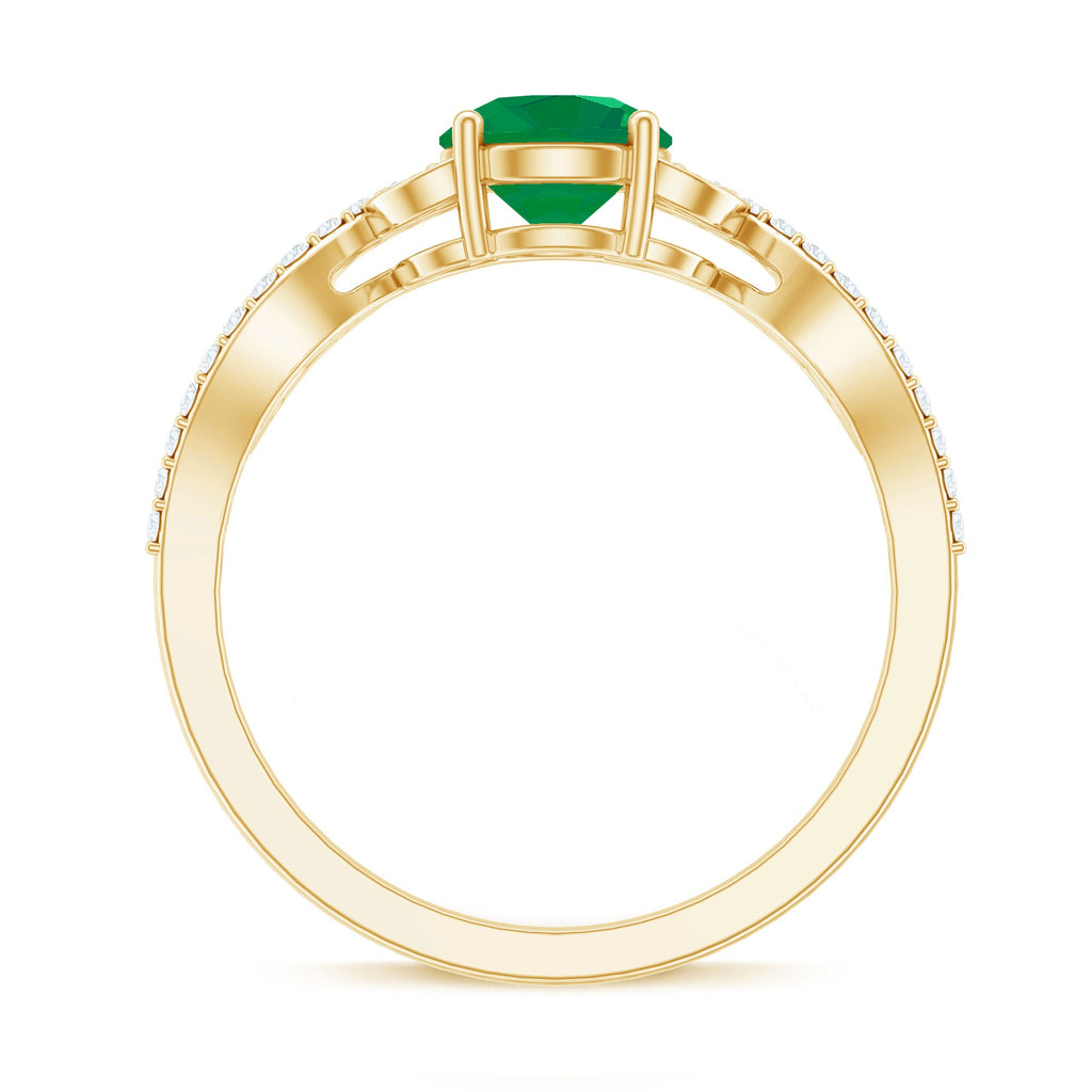 Nature Inspired Emerald Engagement Ring with Natural Diamond