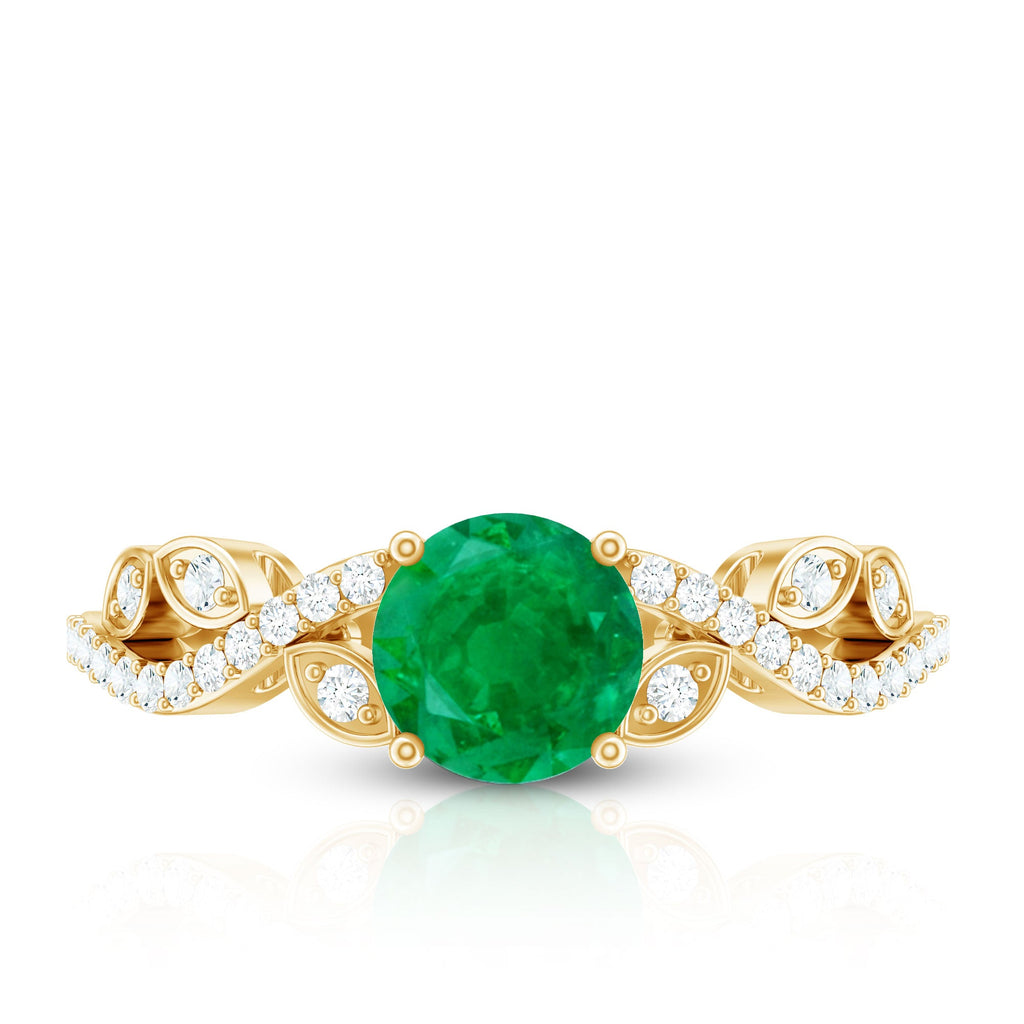 Nature Inspired Emerald Engagement Ring with Natural Diamond