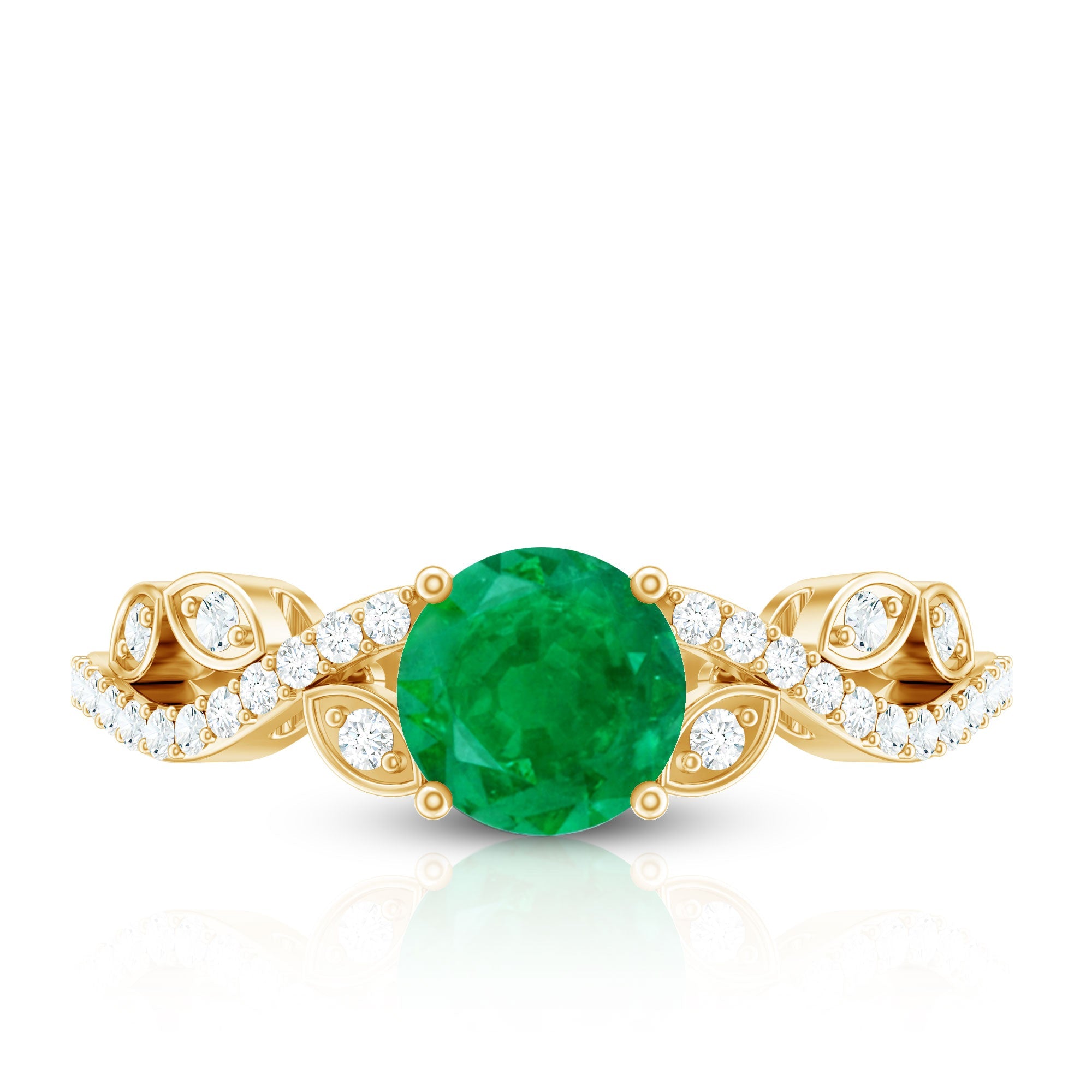 Nature Inspired Emerald Engagement Ring with Natural Diamond