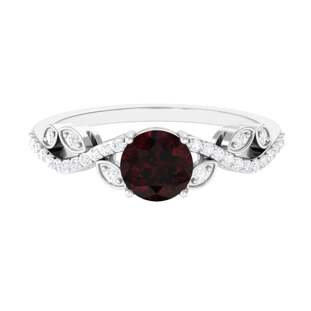 Nature Inspired Garnet Engagement Ring with Diamond