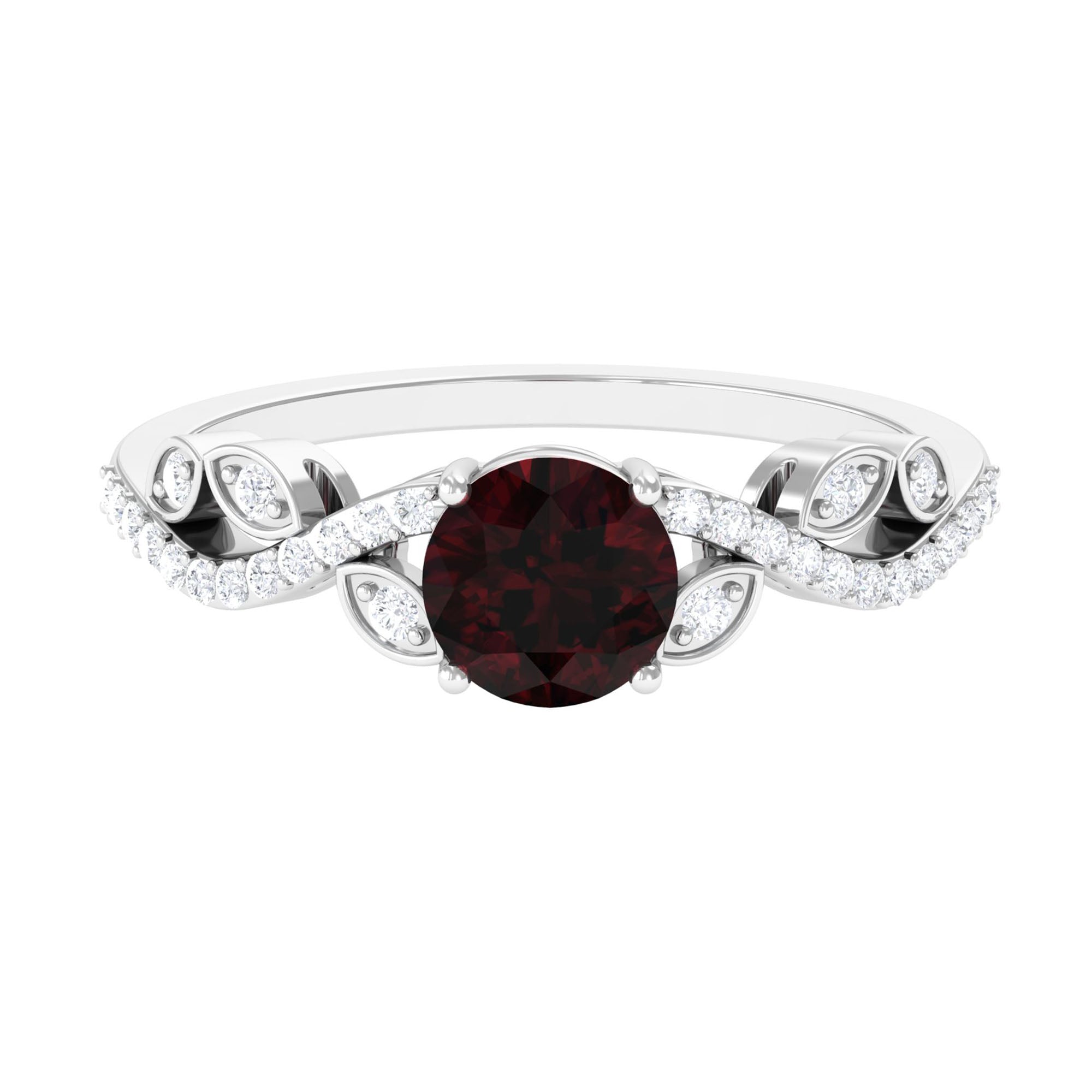 Nature Inspired Garnet Engagement Ring with Diamond