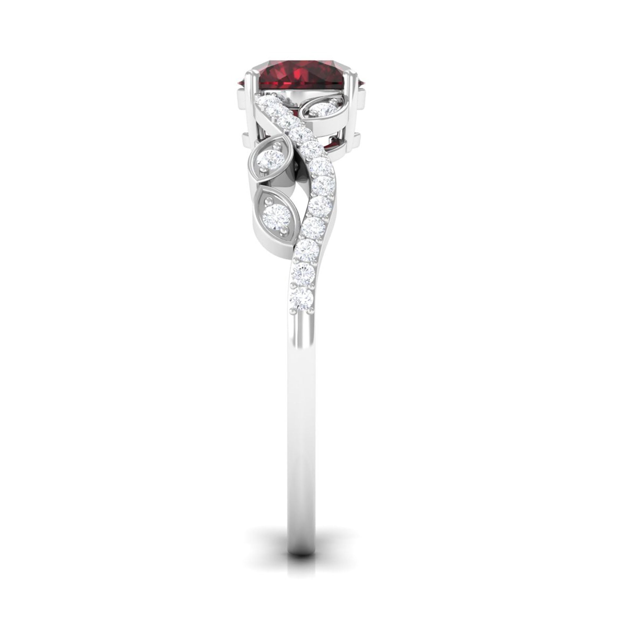 Nature Inspired Garnet Engagement Ring with Diamond