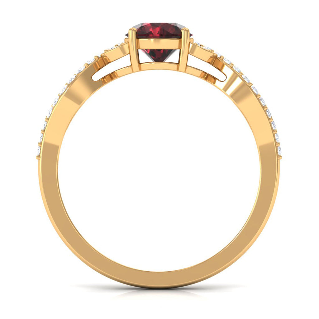 Nature Inspired Garnet Engagement Ring with Diamond
