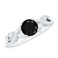 Certified 1.3 Carat Lab Grown Black Diamond Solitaire Engagement Ring with White Diamond