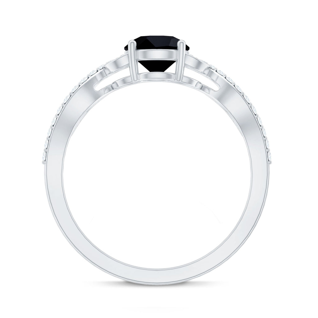 Certified 1.3 Carat Lab Grown Black Diamond Solitaire Engagement Ring with White Diamond