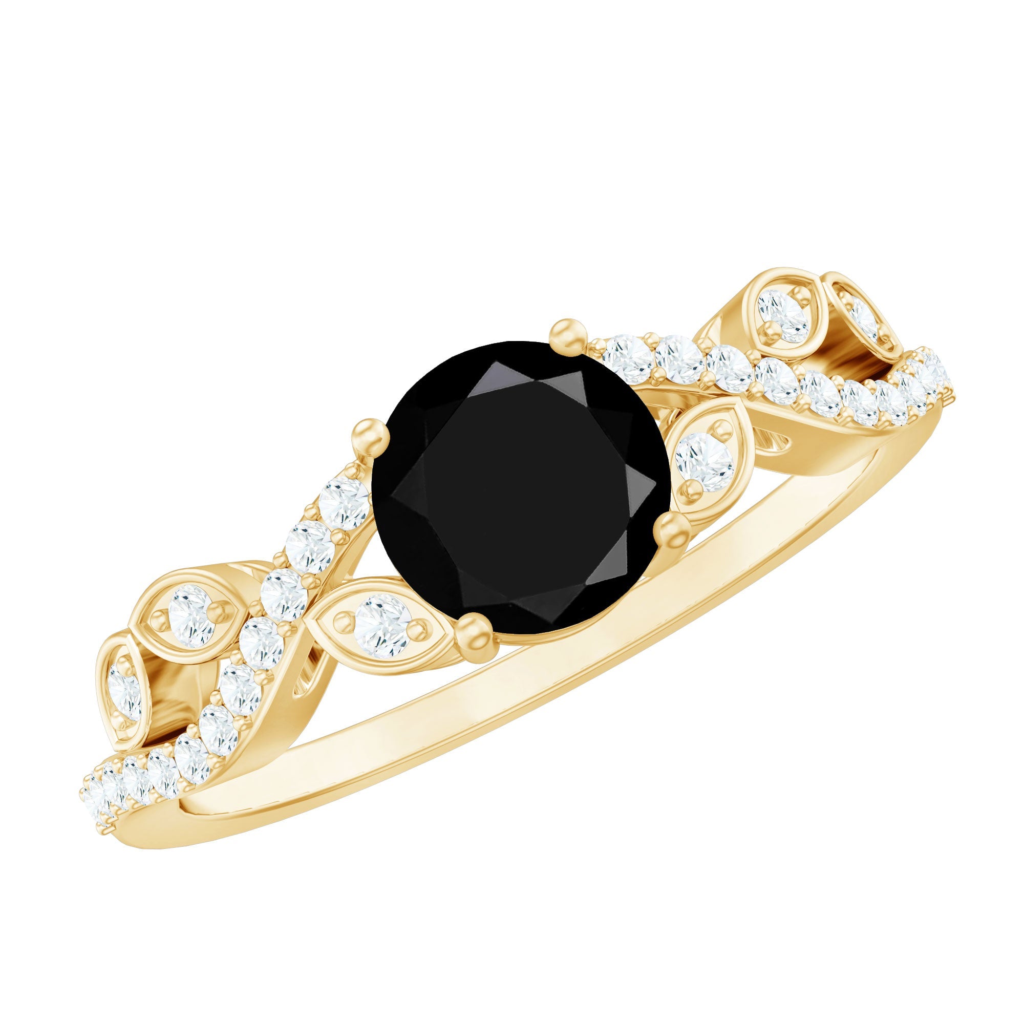 Certified 1.3 Carat Lab Grown Black Diamond Solitaire Engagement Ring with White Diamond