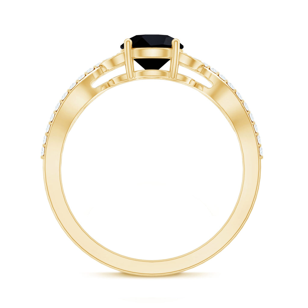 Certified 1.3 Carat Lab Grown Black Diamond Solitaire Engagement Ring with White Diamond