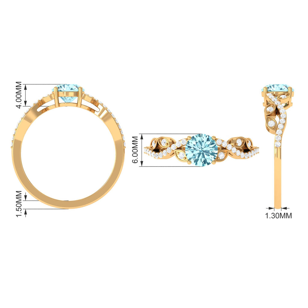 Nature Inspired Aquamarine Diamond Engagement Ring