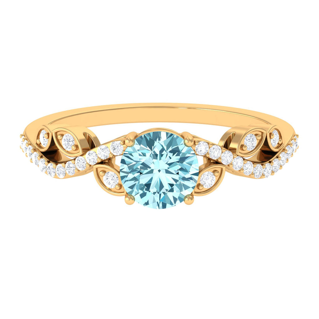 Nature Inspired Aquamarine Diamond Engagement Ring