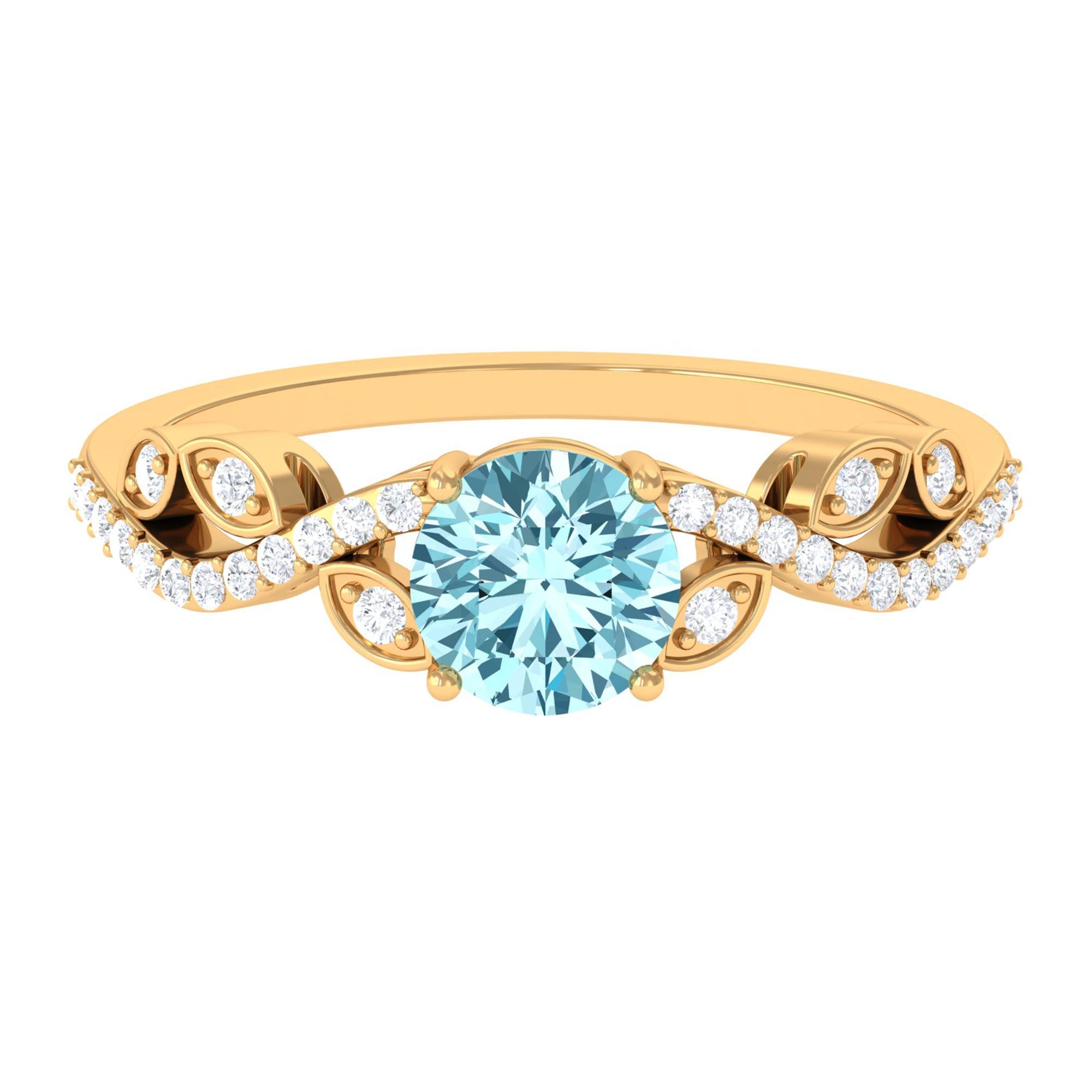 Nature Inspired Aquamarine Diamond Engagement Ring