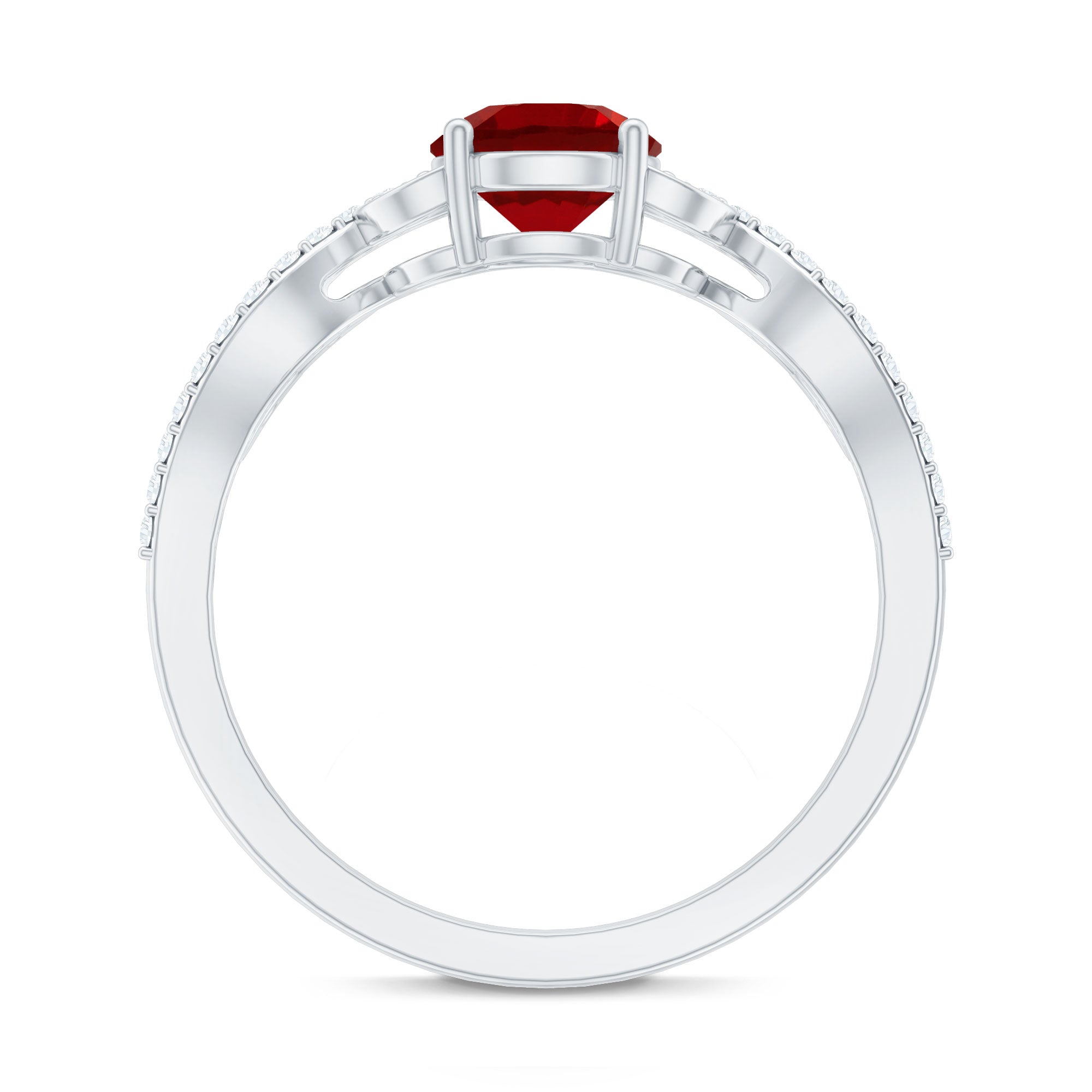 Nature Inspired Lab Created Ruby Engagement Ring with Diamonds