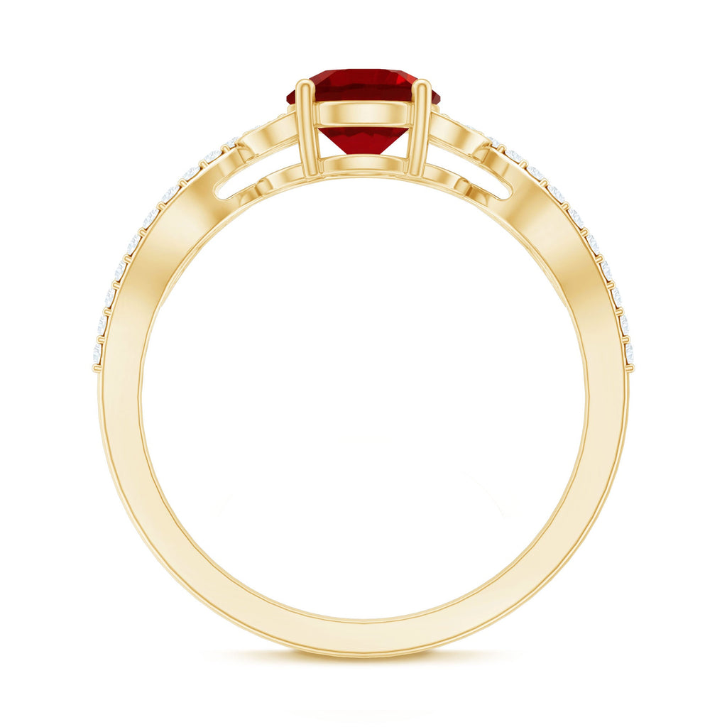 Nature Inspired Lab Created Ruby Engagement Ring with Diamonds