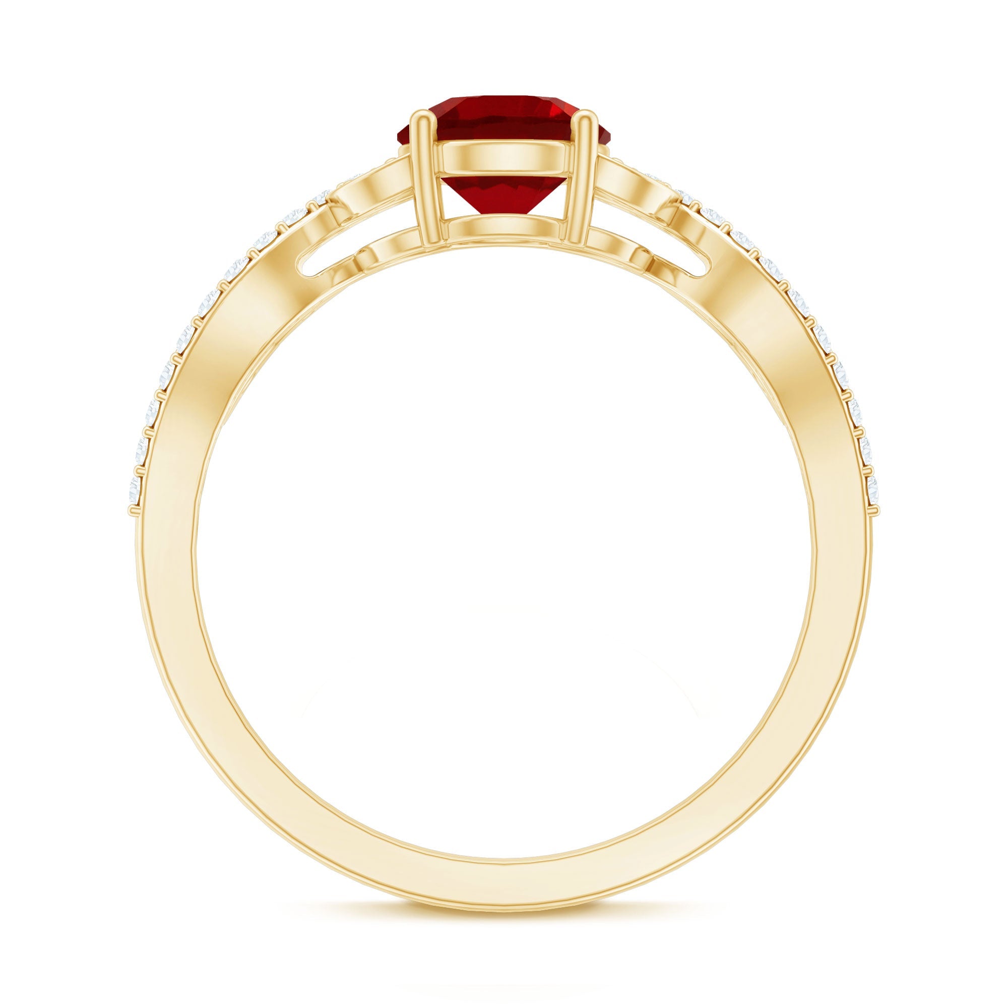 Nature Inspired Lab Created Ruby Engagement Ring with Diamonds