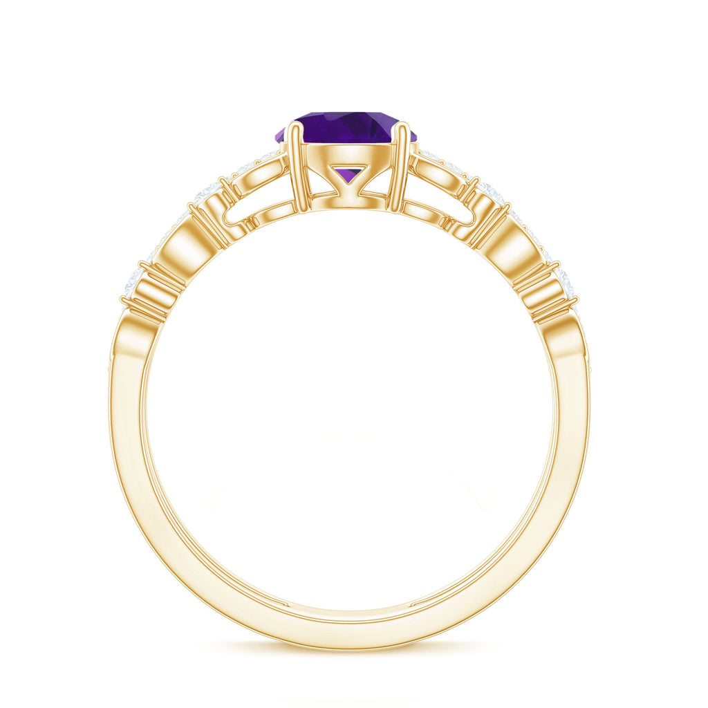 1.2 Carat Amethyst Double Band Engagement Ring with Diamond