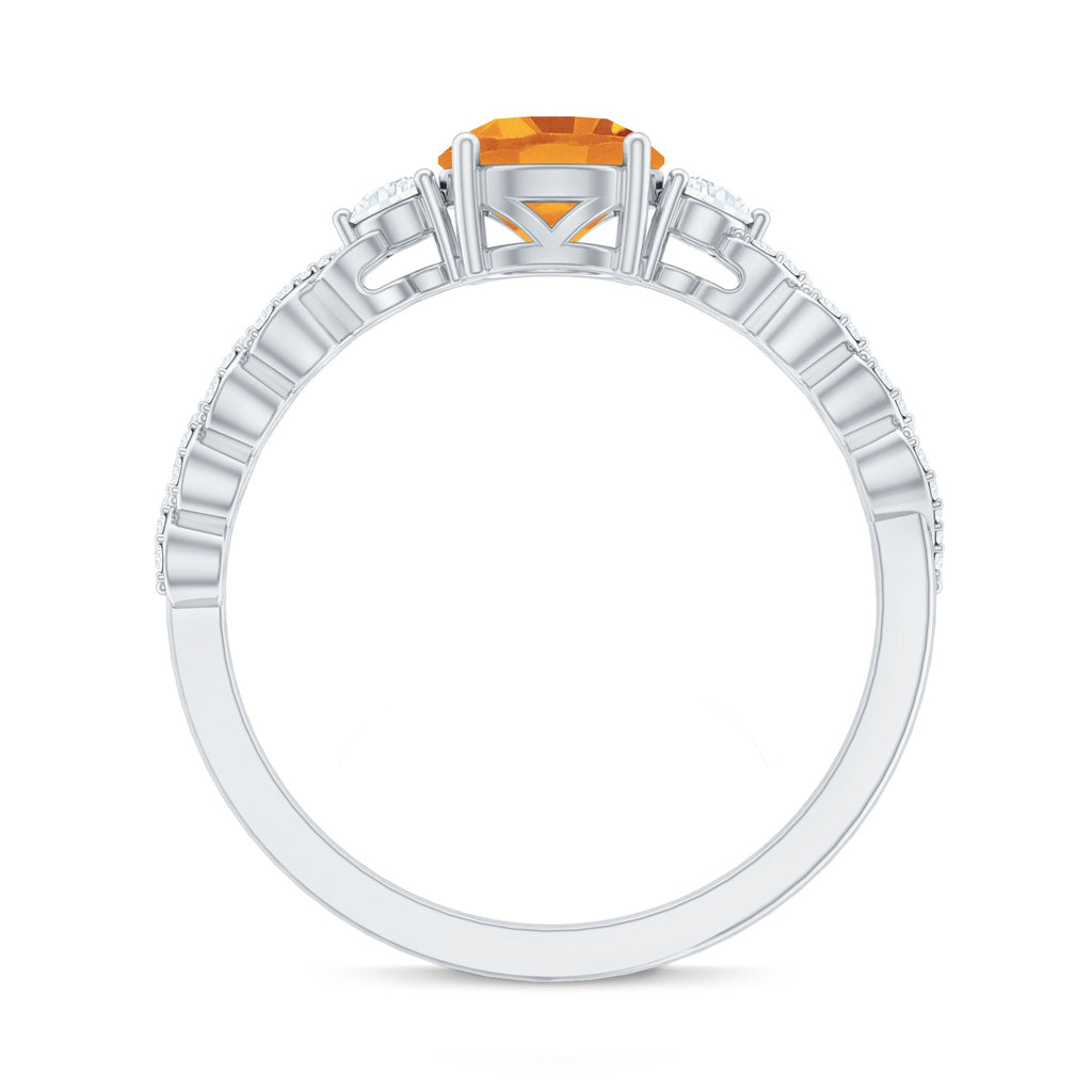 Designer Citrine Engagement Ring with Diamond