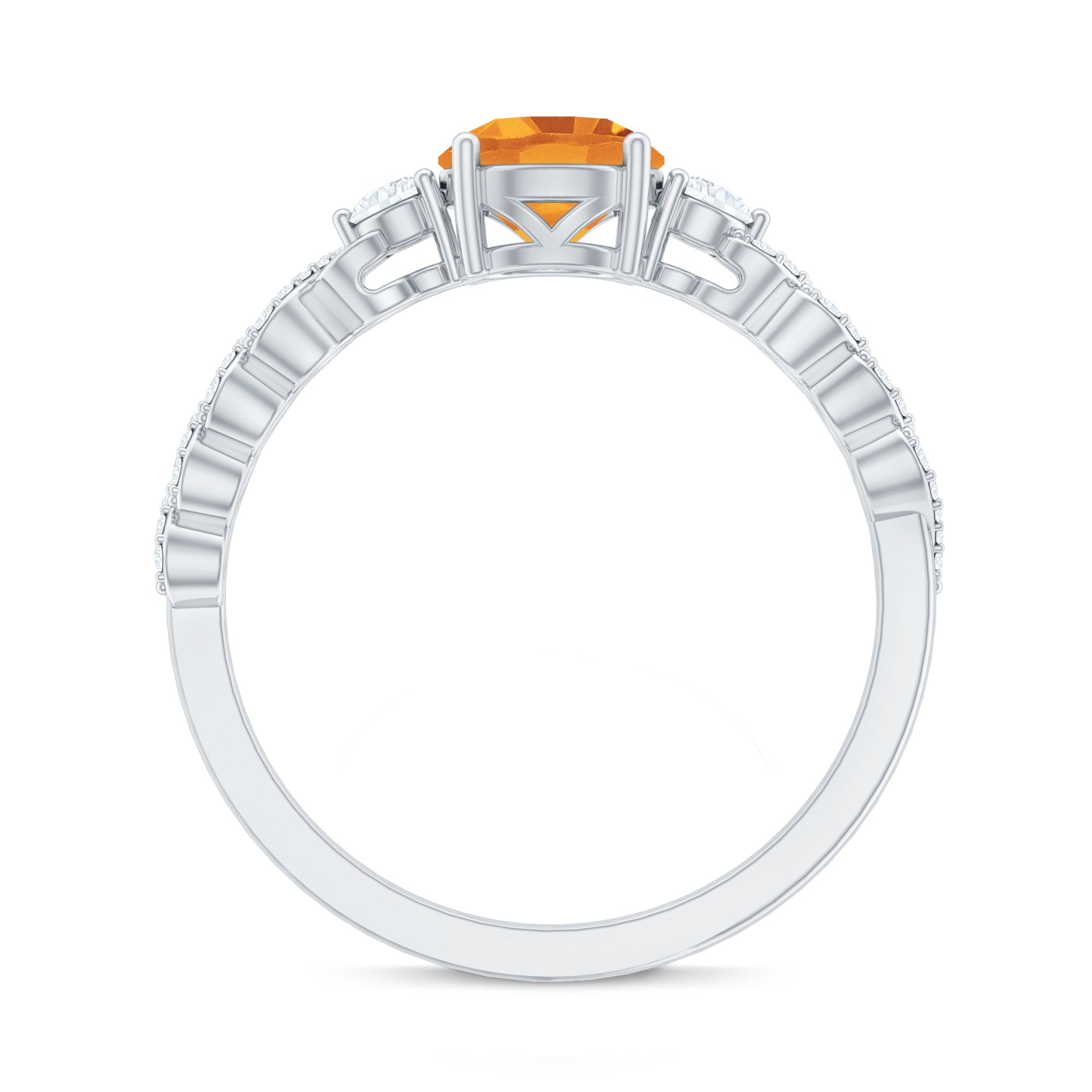 Designer Citrine Engagement Ring with Diamond
