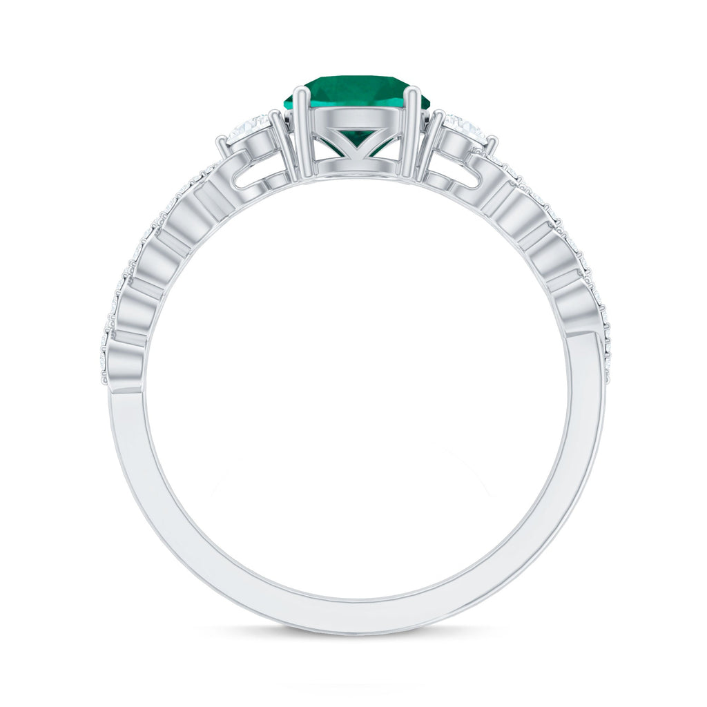 Certified Lab Grown Emerald Diamond Designer Engagement Ring