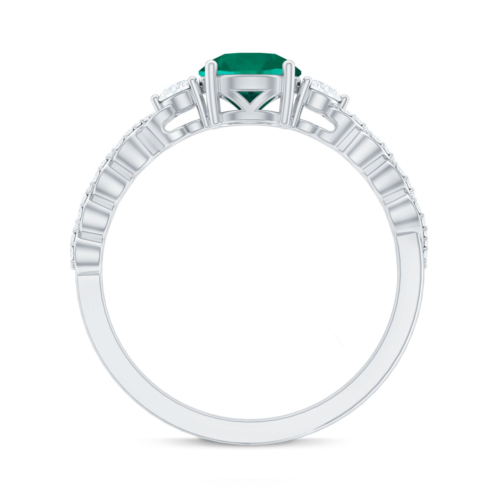 Certified Lab Grown Emerald Diamond Designer Engagement Ring