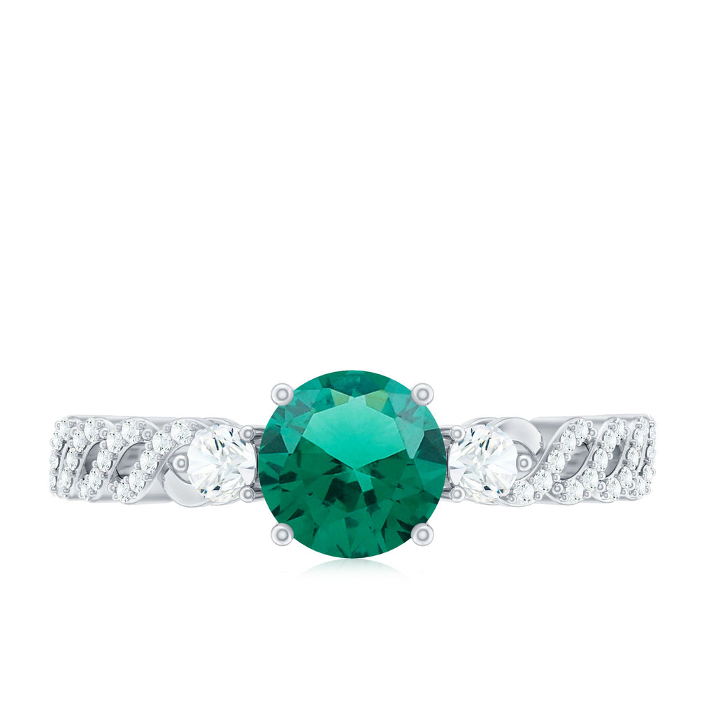 Certified Lab Grown Emerald Diamond Designer Engagement Ring